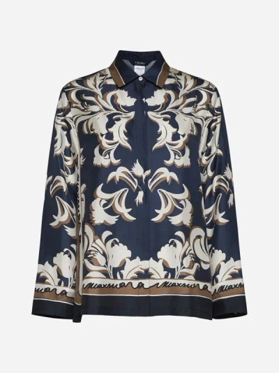 Max Mara S Primula Print Silk Shirt In Blue