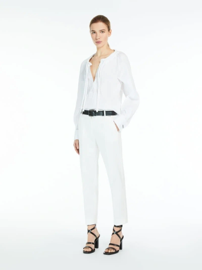 Max Mara Satin Trousers In White