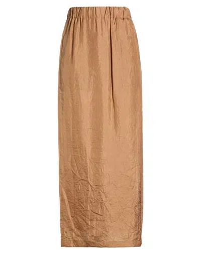 Max Mara Sfilata Woman Maxi Skirt Light Brown Size 8 Silk