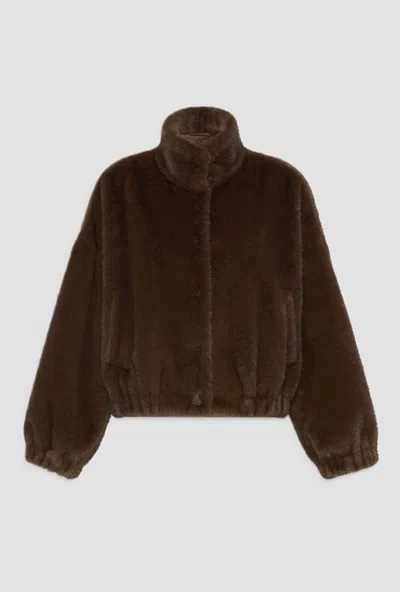 Max Mara Short Jacket In Ecopelliccia Woman Brown In Other