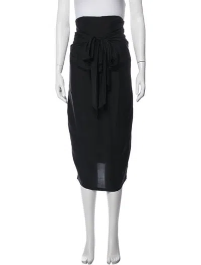 Pre-owned Max Mara Silk Midi Length Skirt In Black