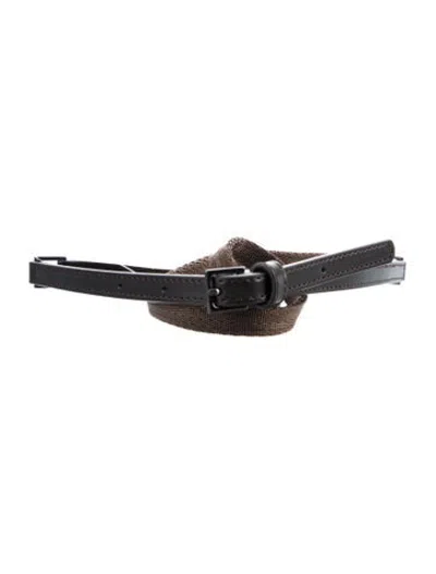 Pre-owned Max Mara Skinny Canvas Waist Belt In Brown