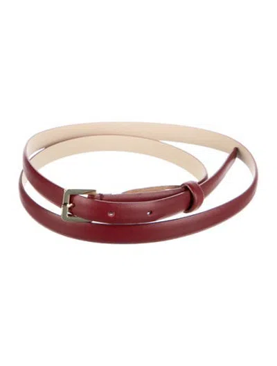 Pre-owned Max Mara Skinny Leather Waist Belt In Red