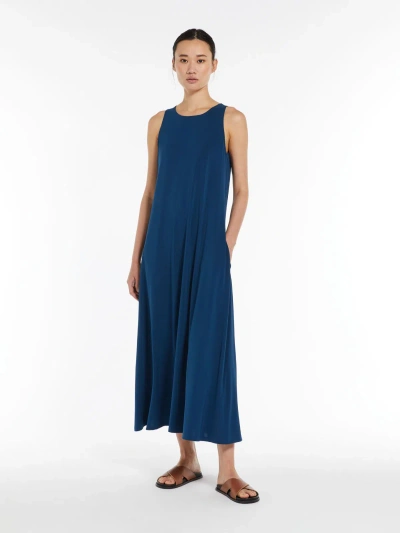Max Mara Stretch Jersey A-line Dress In Blue