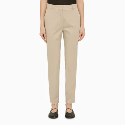 Max Mara Classic Beige Cotton Trousers In Brown