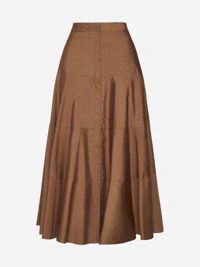 Max Mara Teramo Cotton Long Skirt In Sigar