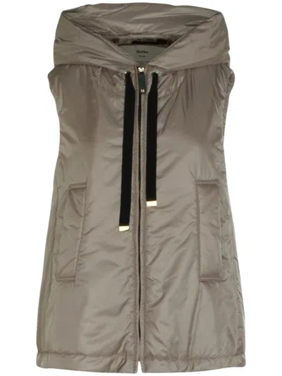 Max Mara The Cube Hooded Puffer Vest In Beige