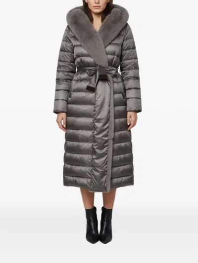 Pre-owned Max Mara Tie-fastening Coat In Grey