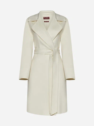Max Mara Totem Belted Wool-blend Coat In Butter