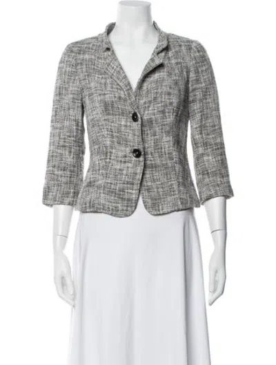Pre-owned Max Mara Tweed Pattern Blazer In Grey