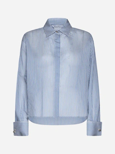 Max Mara Vertigo Cotton And Silk Shirt In Blue
