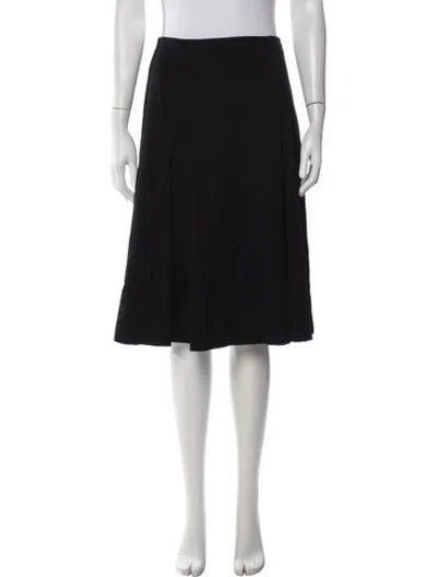 Pre-owned Max Mara Virgin Wool Midi Length Skirt In Black
