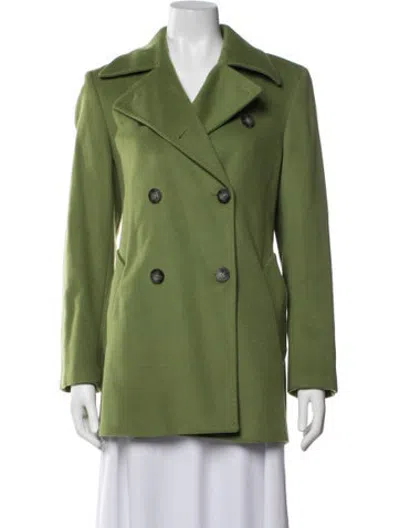 Pre-owned Max Mara Virgin Wool Peacoat In Green