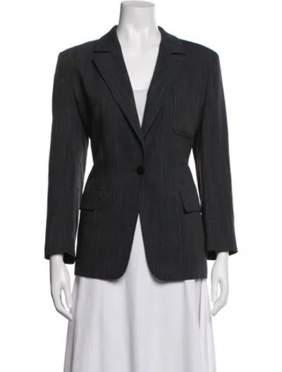 Pre-owned Max Mara Virgin Wool Striped Blazer In Black