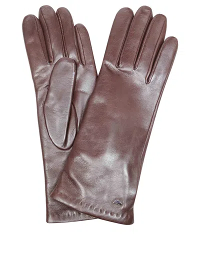 Max Mara Weekend Leather Gloves In Marrone