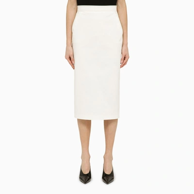 Max Mara White Cotton Midi Skirt In Blue