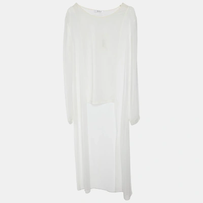 Pre-owned Max Mara White Sheer Crepe Fabio High Low Tunic S