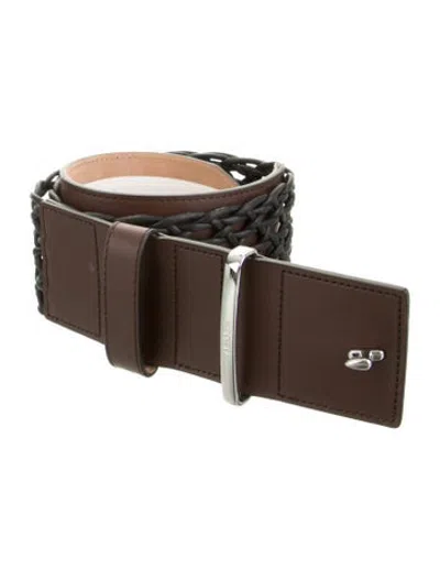 Pre-owned Max Mara Wide Leather Waist Belt In Black