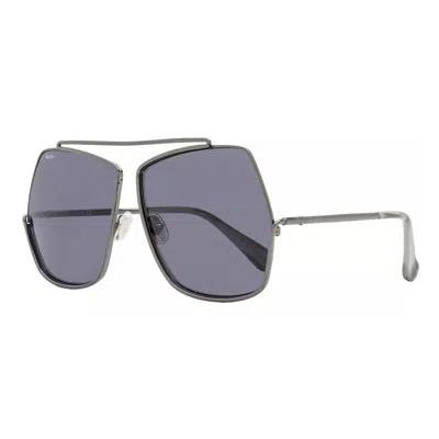 Max Mara -inspired Mini Sunglasses In Shiny Gunmetal In Purple