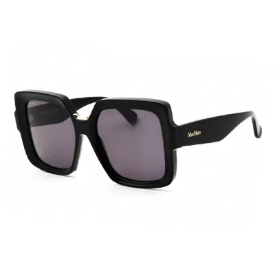 Max Mara -style Shiny Sunglasses With Smoke Lenses In Black