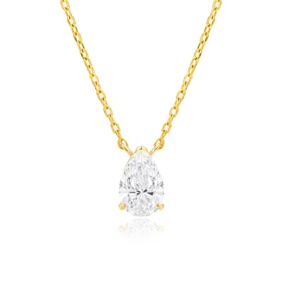 Max + Stone 10k Gold Solitaire Pear Pendant Embellished With Swarovski Zirconia Various Stone Sizes