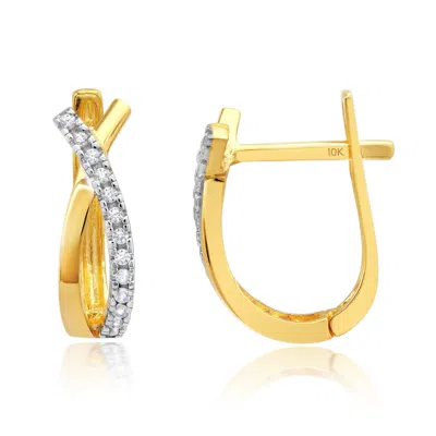 Max + Stone 10k Gold Yellow Hoop Earrings With Round Cubic Zirconia Accents 13mm