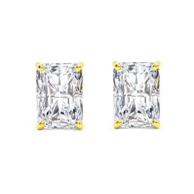 Max + Stone 14k Gold Emerald Cut Earrings Embellished With Swarovski Zirconia Various Stone Sizes In Multi