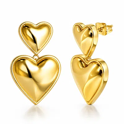 Max + Stone 14k Gold Or Rhodium Plated Brass Dangle Statement Heart Stud Earrings In Multi