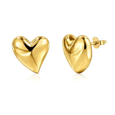 Max + Stone 14k Gold Or Rhodium Plated Brass Statement Heart Stud Earrings In Multi