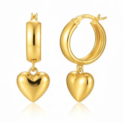 Max + Stone 14k Yellow Gold Plated Large Puffed Heart Dangle Earrings With Click-tops