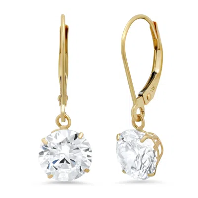 Max + Stone 14k Yellow Or White Gold Leverback Cubic Zirconia Dangle Earrings 5mm To 10mm