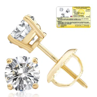 Max + Stone 14k Yellow/white Gold 1/4-2 Carat Igi Certified Lab Grown Diamond Stud Earrings