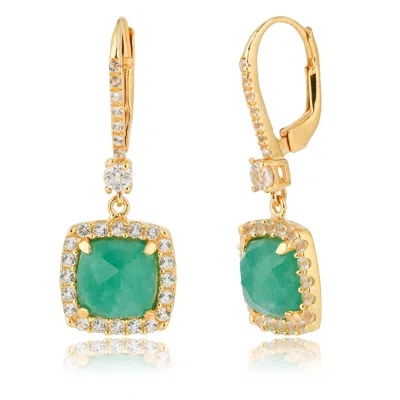 Max + Stone 18k Gold Over Sterling Silver 4.5 Carats Cushion Cut Gemstone Earrings In Multi