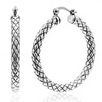Max + Stone 925 Sterling Silver Textured Hoop Earrings