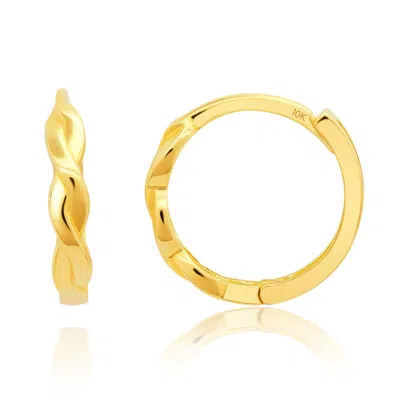 Max + Stone Solid 10k Yellow Gold Hoop Earrings With Hidden Hinged Back 10 Mm (0.39 Inches)