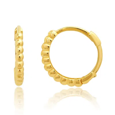 Max + Stone Solid 10k Yellow Gold Hoop Earrings With Hidden Hinged Back 12 Mm (0.47 Inches)