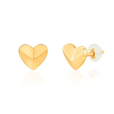 Max + Stone Solid 10k Yellow Gold Small Heart Stud Earrings
