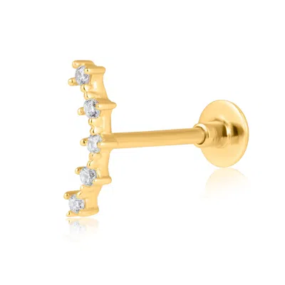 Max + Stone Solid 14k Gold Single Comfy Flat Back Cartilage Curve Bar Stud Earrings In Yellow