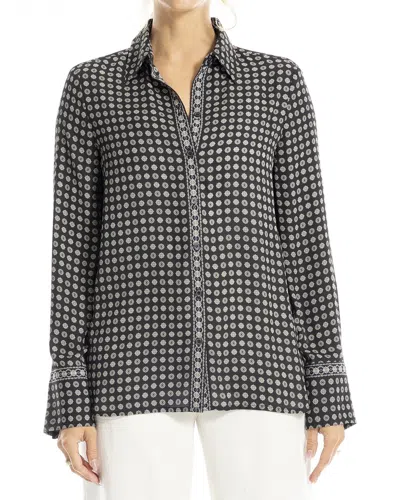 Max Studio Button Front Blouse In Black