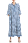 Max Studio Crepe Tiered Maxi Dress In Blue Diagonal Stripe Target