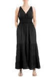 Max Studio Crossback Tiered Maxi Dress In Black