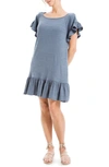Max Studio Flutter Sleeve Dress In Blue