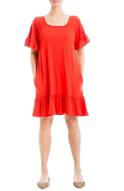 Max Studio Flutter Sleeve Dress In Lava