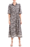 Max Studio Puff Sleeve Shirtdress In Black Floral