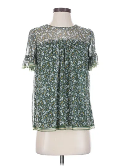 Pre-owned Max Studio Short Sleeve Blouse In Green