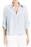 Max Studio Stripe Collared Top In Dnm Tipping Stripe