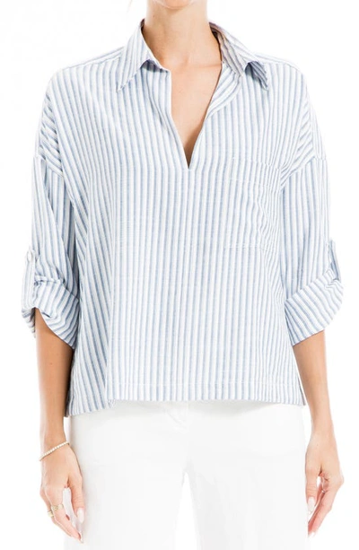 Max Studio Stripe Collared Top In Dnm Tipping Stripe