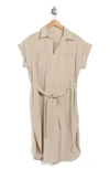 Max Studio V-neck Cuffed Sleeve Shirtdress In Pumice-pumice