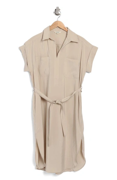 Max Studio V-neck Cuffed Sleeve Shirtdress In Pumice-pumice