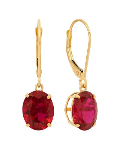 Maxcolor 14k 5.60 Ct. Tw. Lab-grown Ruby Dangle Earrings